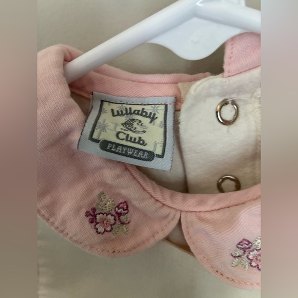 The Lullaby Club Vintage Pink Floral Overall Shirt Two Piece Set Size 12 months - Picture 6 of 9